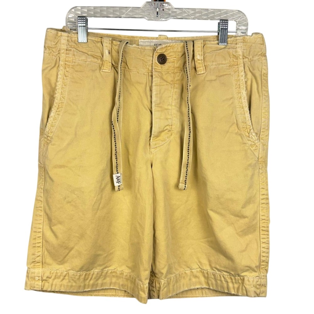 Abercombie & Fitch Vintage Y2K Cargo Utility Shorts Sz 30 Mustard Khaki Grunge